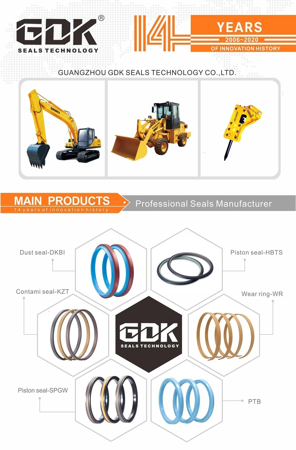 GDK Seal-Excavator Dedicated Seal Kit/Excavator Repair Kit/Center Join Seal Kit/Bucket Seal Kit/Hydraulic Cylinder Repair Kit/Oil Seal Repair Kits