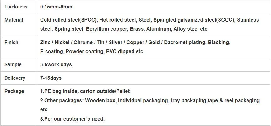 OEM Custom Aluminum Stainless Steel Electrical Brass Sheet Metal Stamping Parts